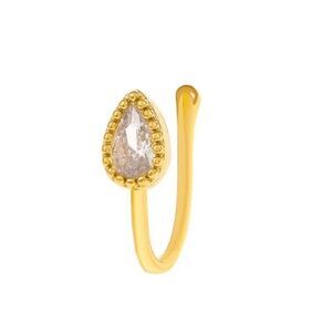 GOLD DIAMOND WATERDROP NOSE CUFF RING